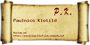 Paulnics Klotild névjegykártya